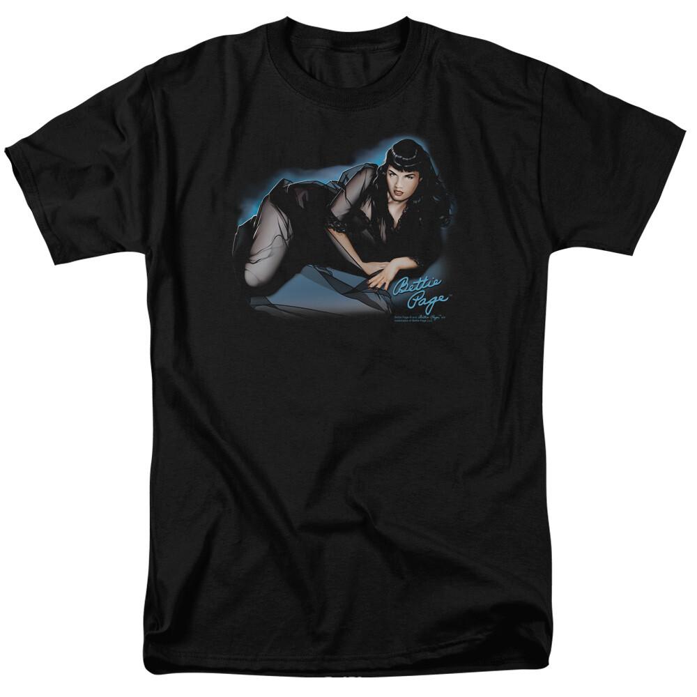 Bettie Page Blue Moon T Shirt Licensed 1950 Pin Up Girl Model Tee Black M