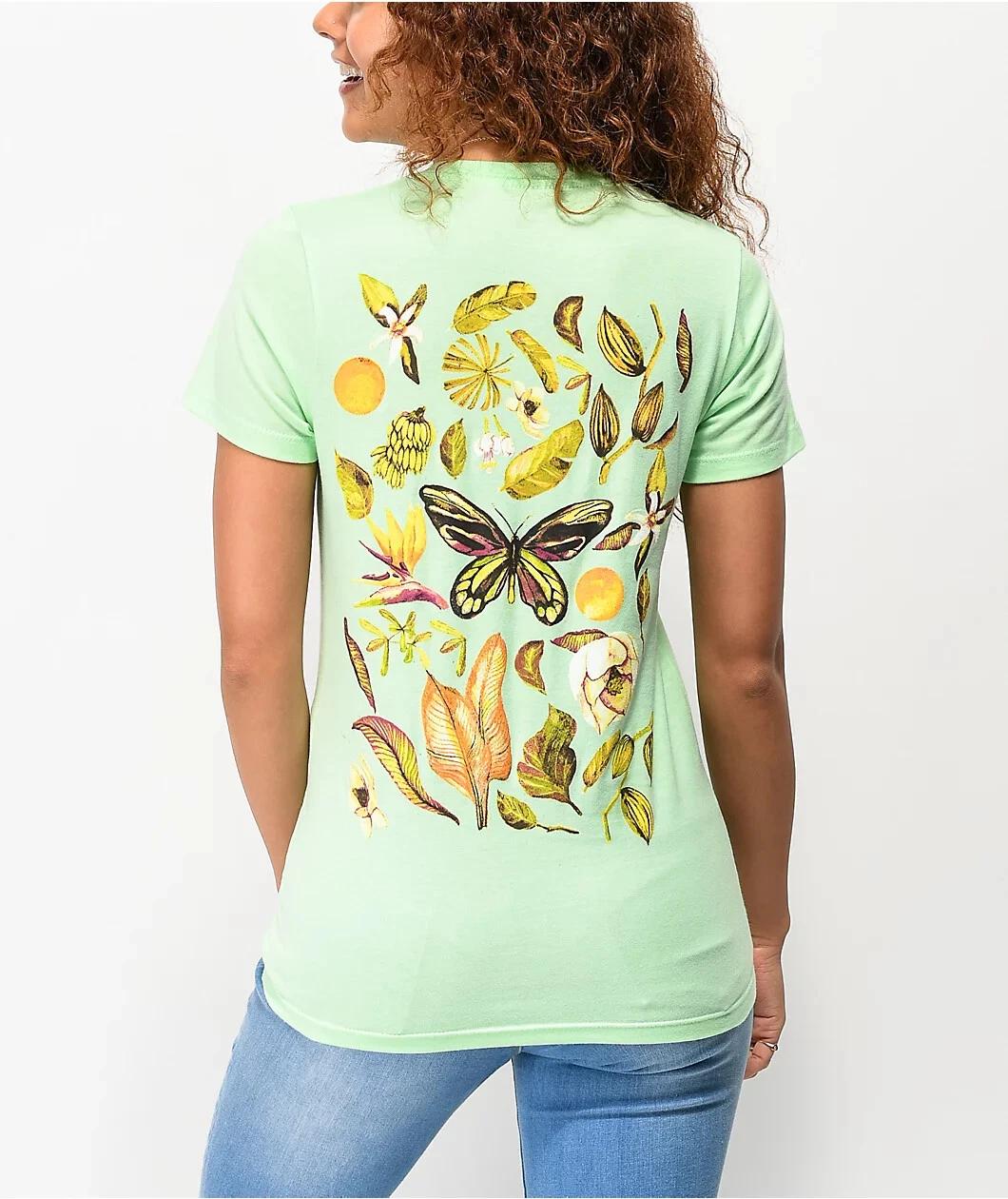 Empyre Womens Botanical Butterfly Mint T-Shirt New S, M, L S