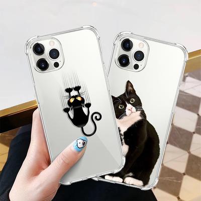 Cartoon Cute Cat Shockproof Phone Case For Iphone 12 13 Mini 11 Pro Max Xr X Xs Max 7 8 6 6s Plus Se 2020 Clear Soft Back Cover