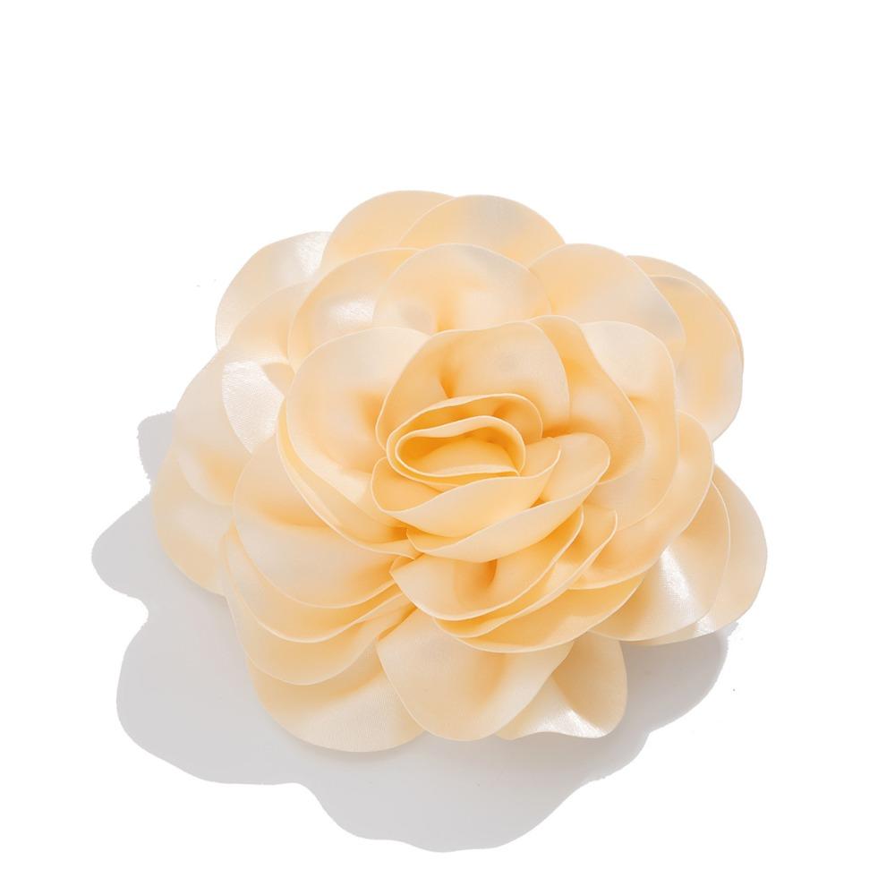 DIY 3D Large Fabric Flower Brooch Exaggerated Satin Clothing Patch Pin Handmade Clothes Appliques Stage Performance