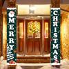 1 Pair Merry Christmas Porch Decoration Banner, Polyester Carnival Party, Front Door Living Room Kitchen Wall Decor