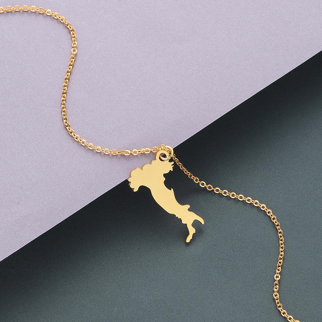 Kinitial Fashion Design Charms Italian Map Pendant & Necklaces for Women Girl Kolye Stainless Steel Choker Jewelry