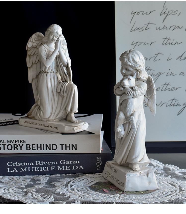 Antique Distressed Angel Resin Figurine for Home or Office Decor