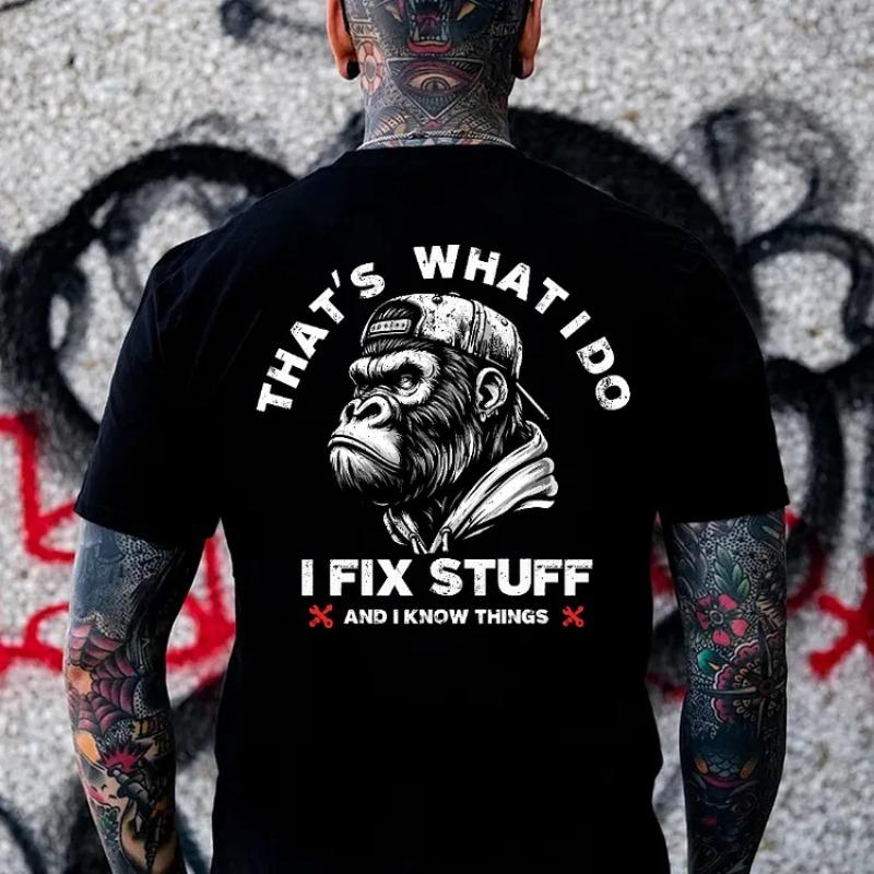 Gorilla Letter Pattern Cotton Tshirt Unisexs 2026 Summer Retro Neutral Short Sleeved Casual Streetwear Trend Top