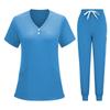 Γυναικεία Στολή Εργασίας Soild Scrub με Σταυρωτό V-Neck, Κοντομάνικα, Διασκεδαστικά T-Shirts, T-shirt Εργασίας με Τσέπες