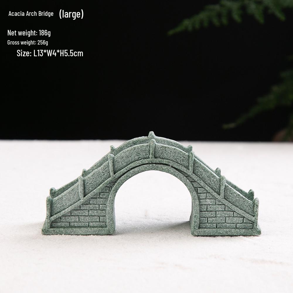 Pebble Bridge Small Boat Ornament: Miniature Water Bonsai Rockery Decoration for Floral Landscapes.