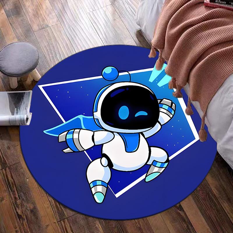 Space Adventure Astro Bot Round Rug for Livingroom,Bedroom, Palyroom, Chair Rug, Area rug, Circle Carpet, Large Size Fan Christmas gift