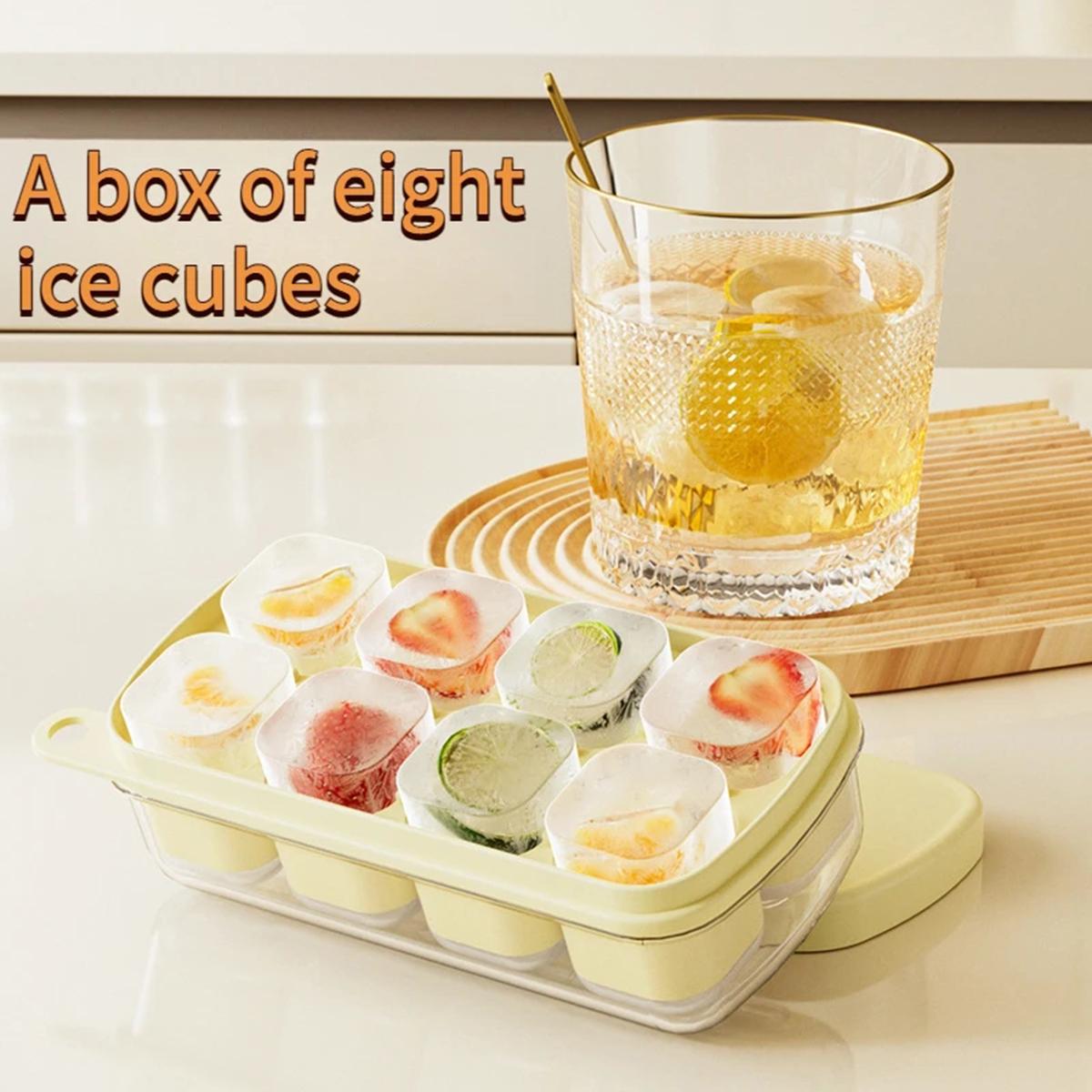 

8 Grids Ice Grid Ice Case Tray Ice Mould Ice Storage Box Reusable DIY With Lid Outdoor Camping Accessories Durable зелёный