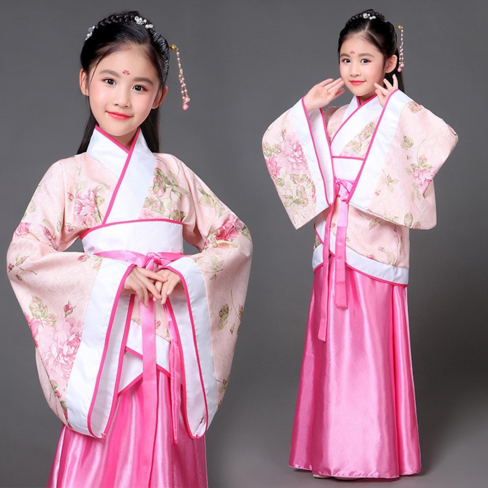 Children s Hanfu Three Character Classic Performance Costumes For The Opening 170 розовый