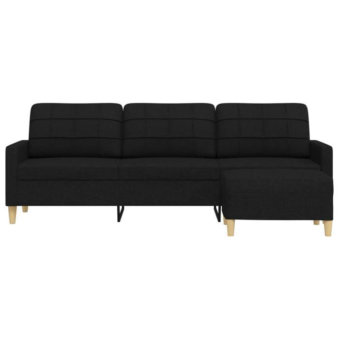 VidaXL Canapé à 3 places avec repose-pieds Noir 210 cm Tissu, canapé, canapé de salon, canapé 3 places en tissu, canapé 3278253