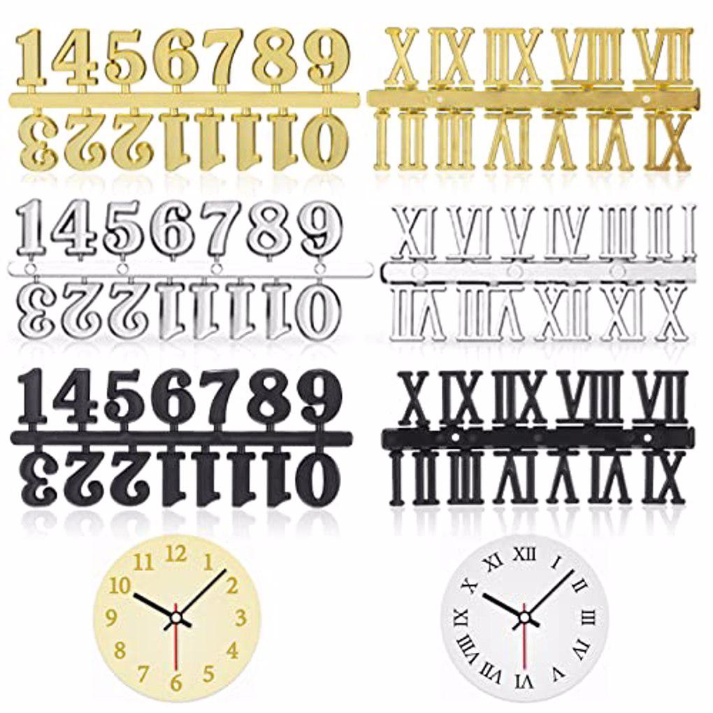 6Pieces DIY Plastic Roman Arabic Clock Number Kit Portable Indoor Office Replacement Repairing Watch Parts Accessories