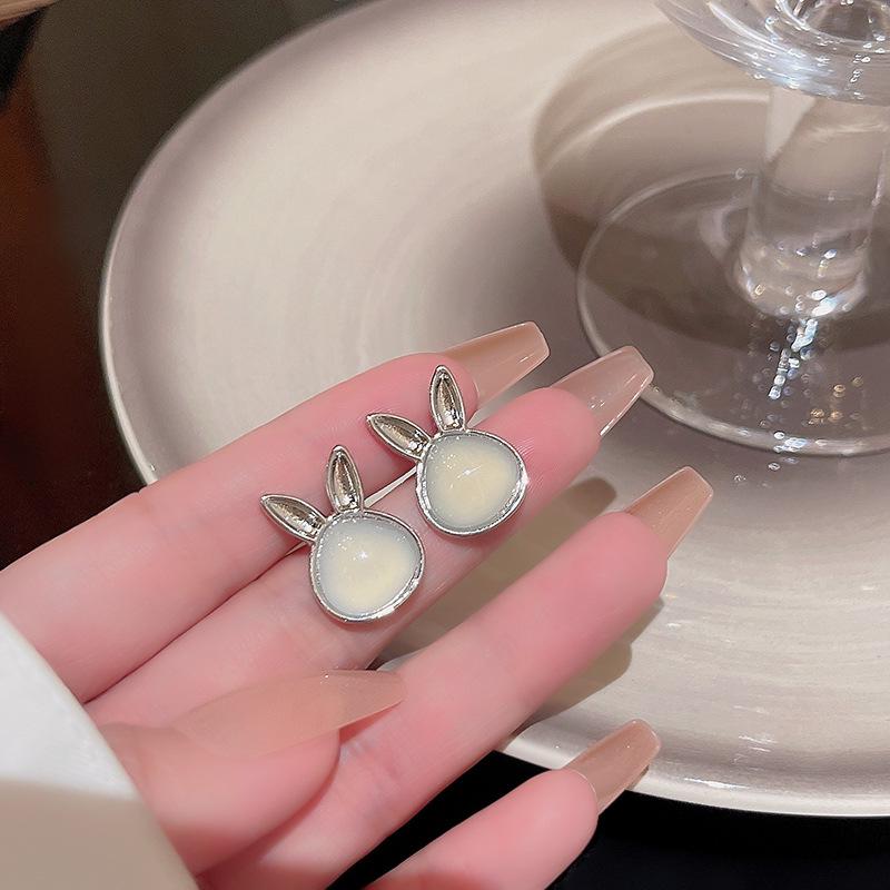 

Серьги-кролики из серебра 925 пробы с камнем кошачий глаз - Trendy Light Luxury