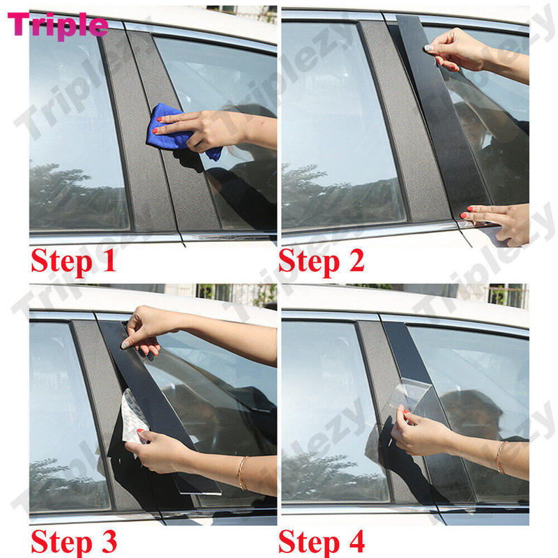 6Pcs Glossy Black/Carobn Fiber Car Door Window B C Pillar Post Sticker Trim Mirror Effect Film For Mazda CX-30 CX30 -