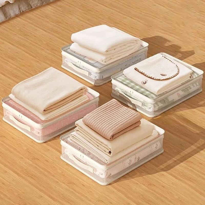 Clear Clothes Storage Bag, Plastic Blanket Storage Bag With Zipper, Foldable Closet Organizer, Moving Bags For Blanket, Bedding