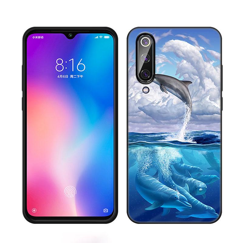 Ocean Golphin Dance Skaczące Etui na Telefon Dla Xiaomi Mi A2 8 9 SE Note 10 10T 11 12 Lite 9T 11T 12S 12T Pro A3 6X 12X Czarne Etui