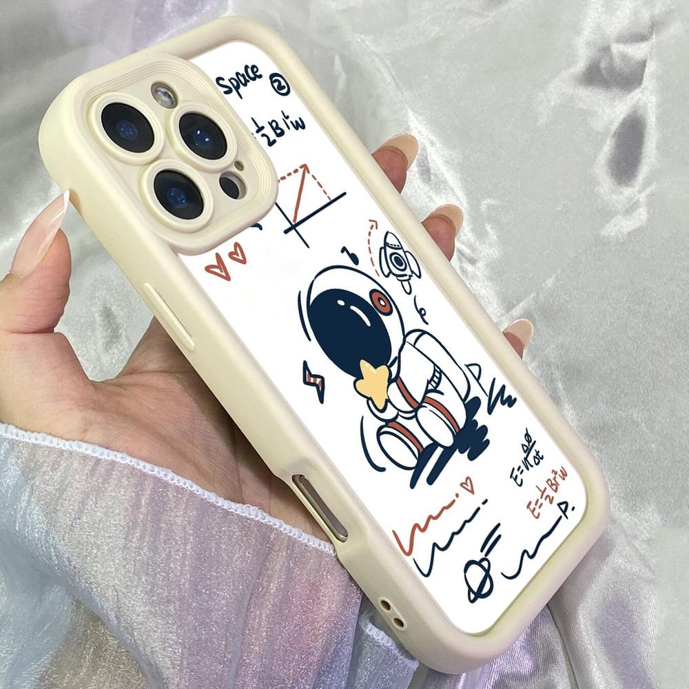 JT204 Cute Cartoon Astronaut for iPhone 17 16 15 14 Pro Max Samsung S26 S25 Ultra A17 A16 A07 A56 Xiaomi 15T Redmi 15c 14C Note 13 Soft TPU Case
