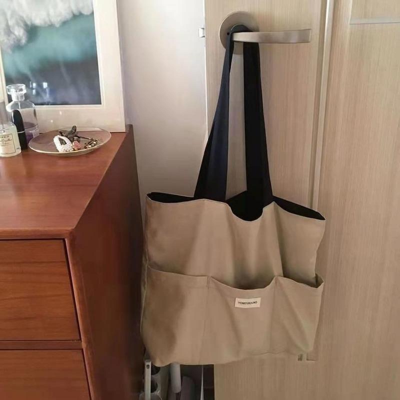 Women Tote Bag Aesthetic Solid Color Students Casual Handbag Shoulder Bag Large Capacity Oxford Reusable Shopping Beach Bag 2022