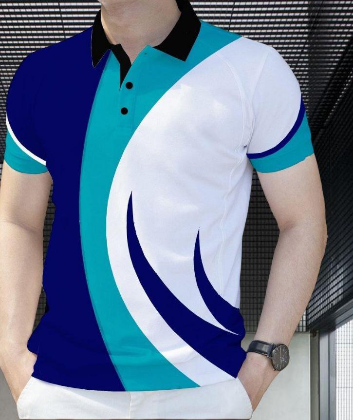 Sleek short-sleeve polo shirt, trendy design for casual daily wear.