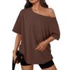 Women's Off-the-shoulder Loose Short-sleeved T-shirt Summer Casual Fashion Clothing