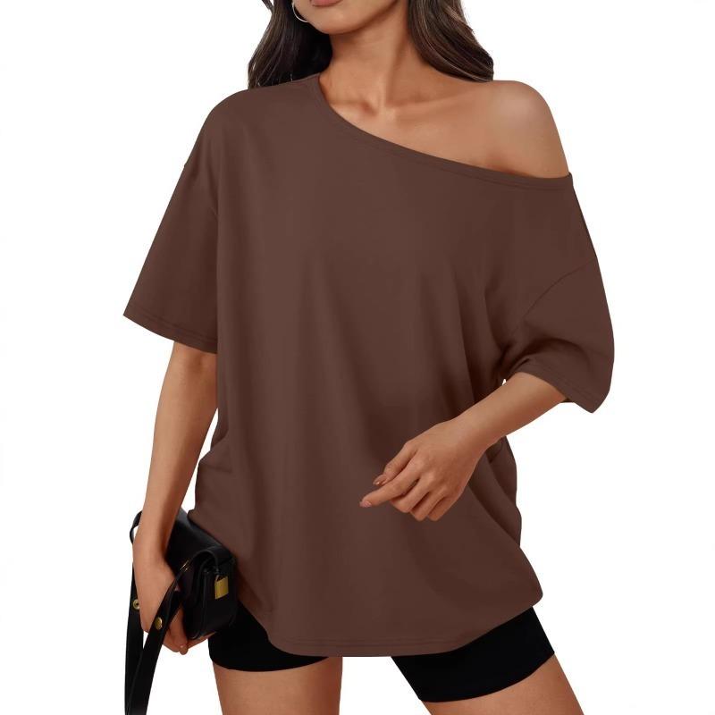 Women's Off-the-shoulder Loose Short-sleeved T-shirt Summer Casual Fashion Clothing