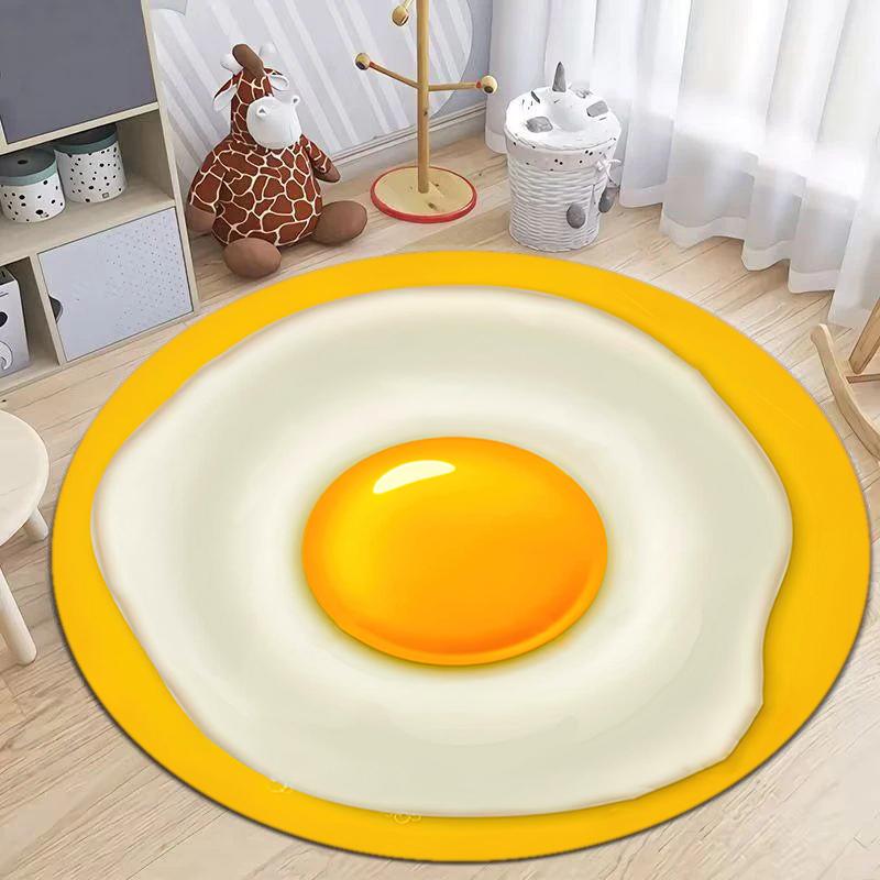 1Pc food theme Printed circular carpet, home door mat, outdoor travel protection carpet A5