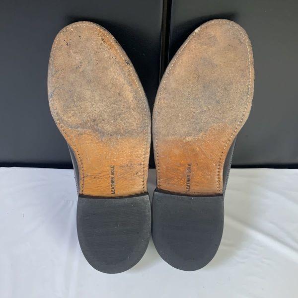 80s STACY ADAMS Vintage Wingtip Business Shoes Size 8.5D 25.5-26.5cm Black(USED)