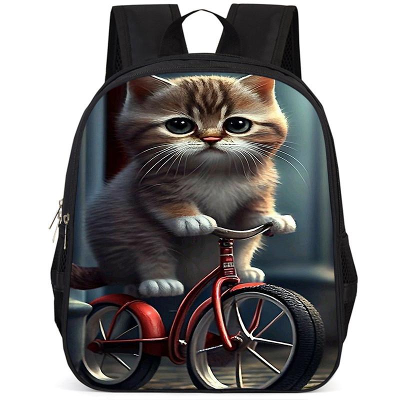 Adorable Cat 15-inch Large Capacity School Backpack Lightweight Oxford Fabric