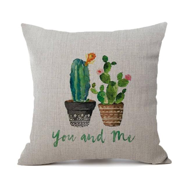 Tropical Plants Cactus Pillow Case Linen Decorative Pillowcases Tropical Cactus Throw Pillow Case Kussensloop Almohada Zt275 Peach skin 18*18(CM)-1Pcs