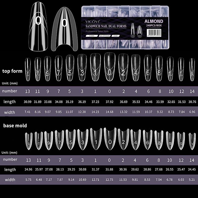 

240 шт./Коробка Двойные Формы для Маникюра Под Сэндвич Формы для Наращивания Овальных Ногтей Верхняя Форма Нижняя Форма Для Быстрого Наращивания Ногтей A2