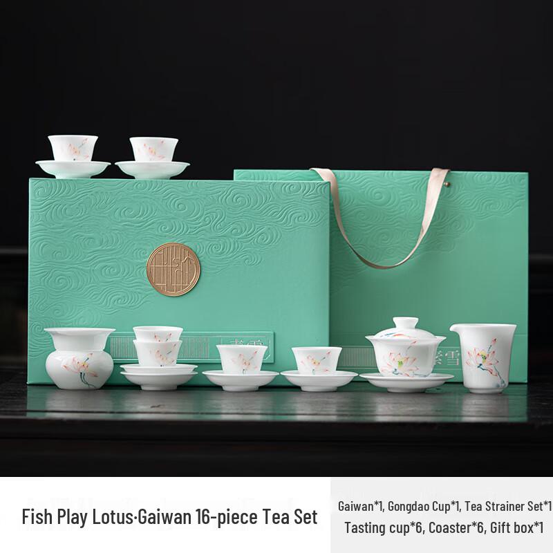 He Yu Xi Yu Xi He Hand-painted Ice Jade Porcelain Tea Set