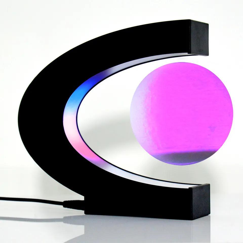 Lámpara de Luna de Levitación Magnética en Forma de C de 3 Pulgadas - Adorno Flotante Creativo para Oficina y Hogar, Personalizable con Logo