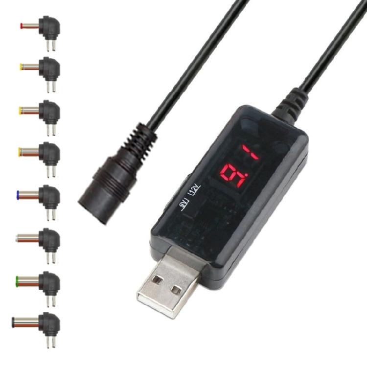 USB5V To DC9V 12V Converter Cable USB to DC9V 12V Charging Cable with 8 Adapters