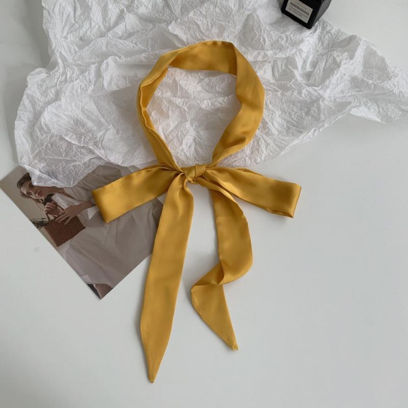 Long solid color silk scarf girl professional versatile thin narrow solid color small scarf streamer tied bag