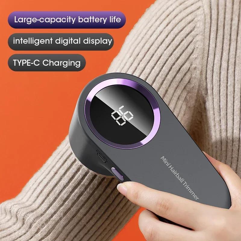 Electric Fabric Shaver Lint Remover for Clothes LED Display Rechargeable Portable Fuzz Shaver Hairball Trimmer High Speeds Safe