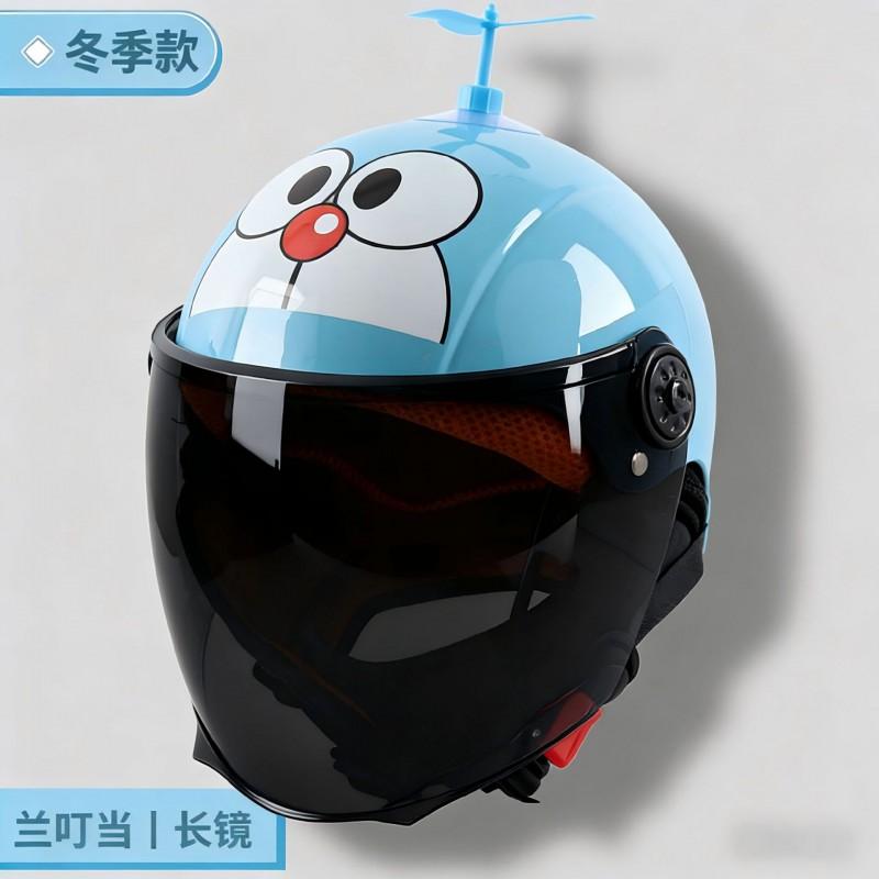 Kids Electric Scooter Helmet With Warm Fleece Neck Warmer Bear Ears Cartoon Design Boys Girls All Season Use