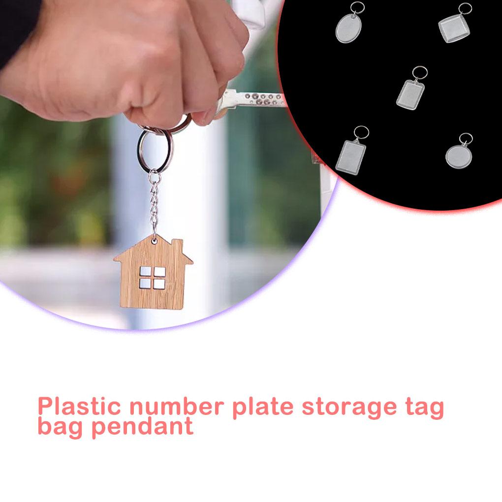 10Pcs Photo Frame Key Chain Modern Clear Personalized Round/Rectangle Insert Ring Plastic Pendants Bag DIY Crafts Accessories