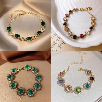 Zircon Micro-inlaid Light Luxury Retro Bangle: Versatile High-end Women's Bracelet
