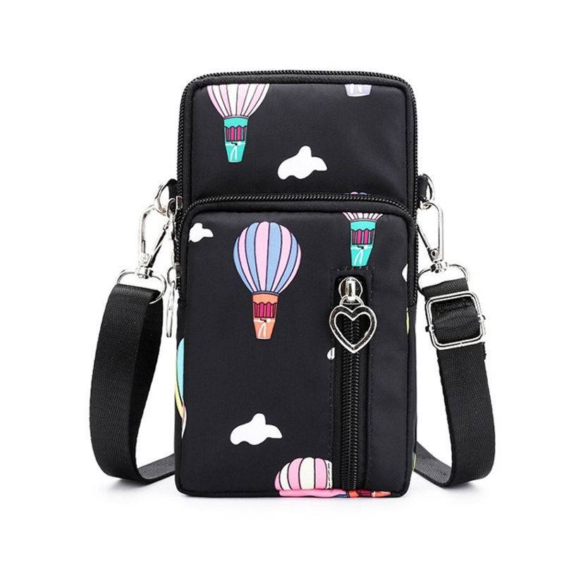

Bag Women s Canvas Minimalism Solid Color Mini-Portable Small Bag Black Hot Air Balloon