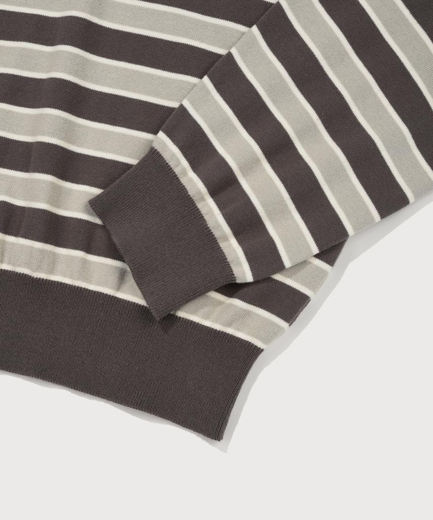 COVERNAT Striped Collar Knit Gray