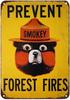 Oso Humo Previene Incendios Forestales al Aire Libre Lata de Metal Señal Decoración de Pared Retro