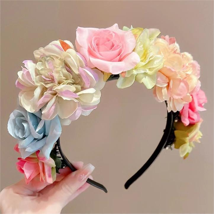 

Childrens Hairband Artificial Rose Flower Hair Accessory For Girls Summer 2024 StyleA