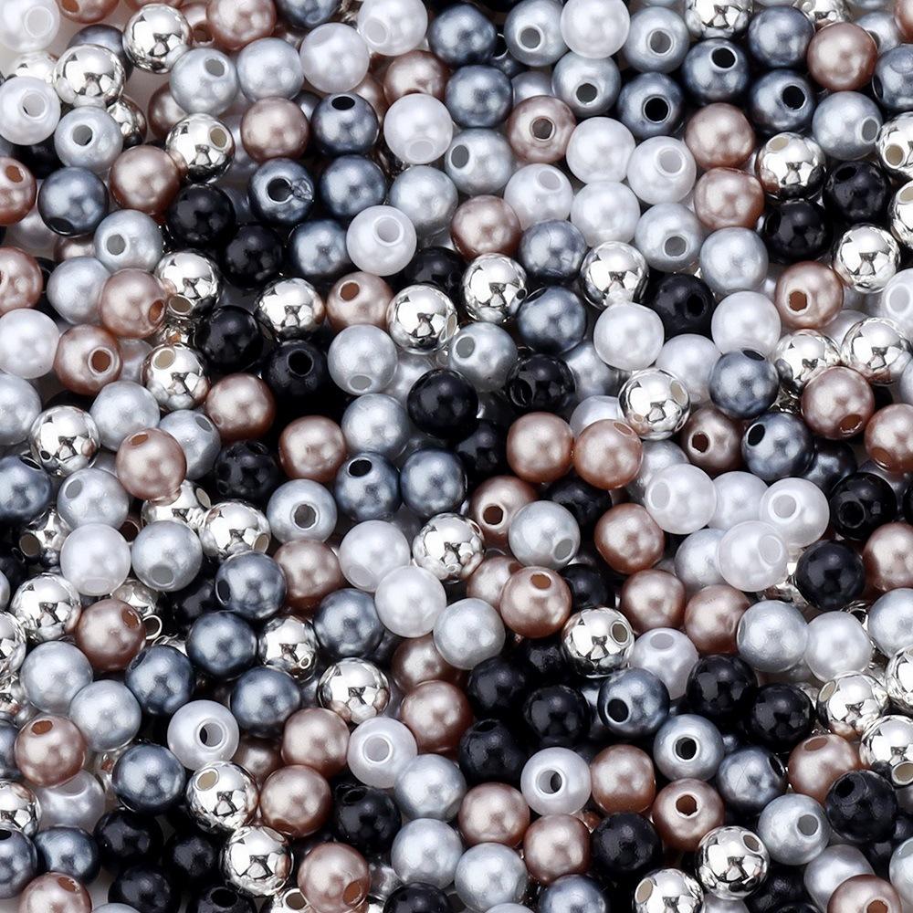 Abs Color Monochrome Straight Hole Imitation Pearl Beaded Bracelet Diy Bracelet Accessories