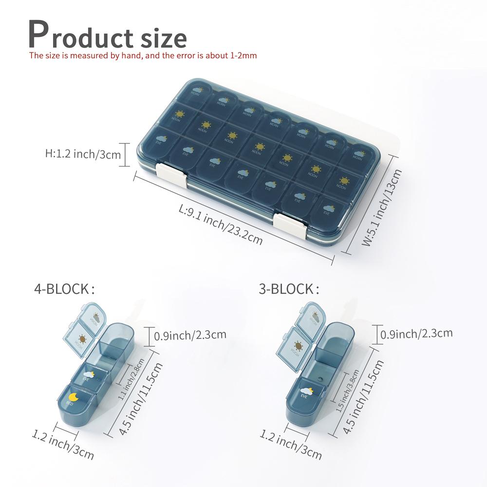 1pcs  Pill Box Large Capacity Pill Box Pill Medicine Storage Pill Box Weekly Vitamin Organizer Pastillero Moisture Resistant