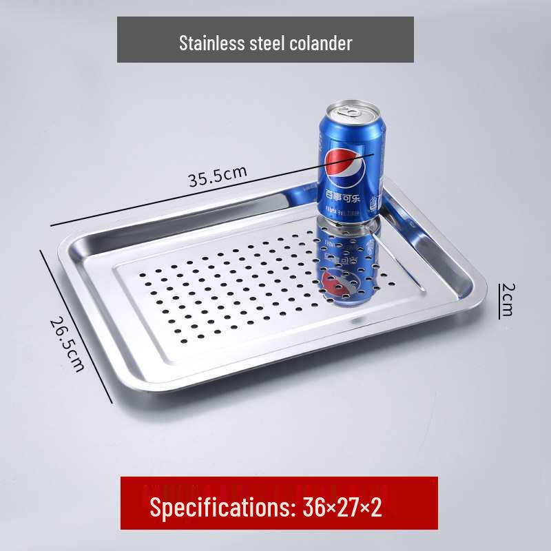 304 Stainless Steel Rectangular Tray for Steamed Fish, Rice, Chee Cheong Fun, and Baking