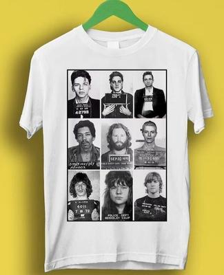 Promi Polizeifoto Rockstars Musik Geschenk Lustiges T-Shirt Stil Unisex Gamer Kult Movi