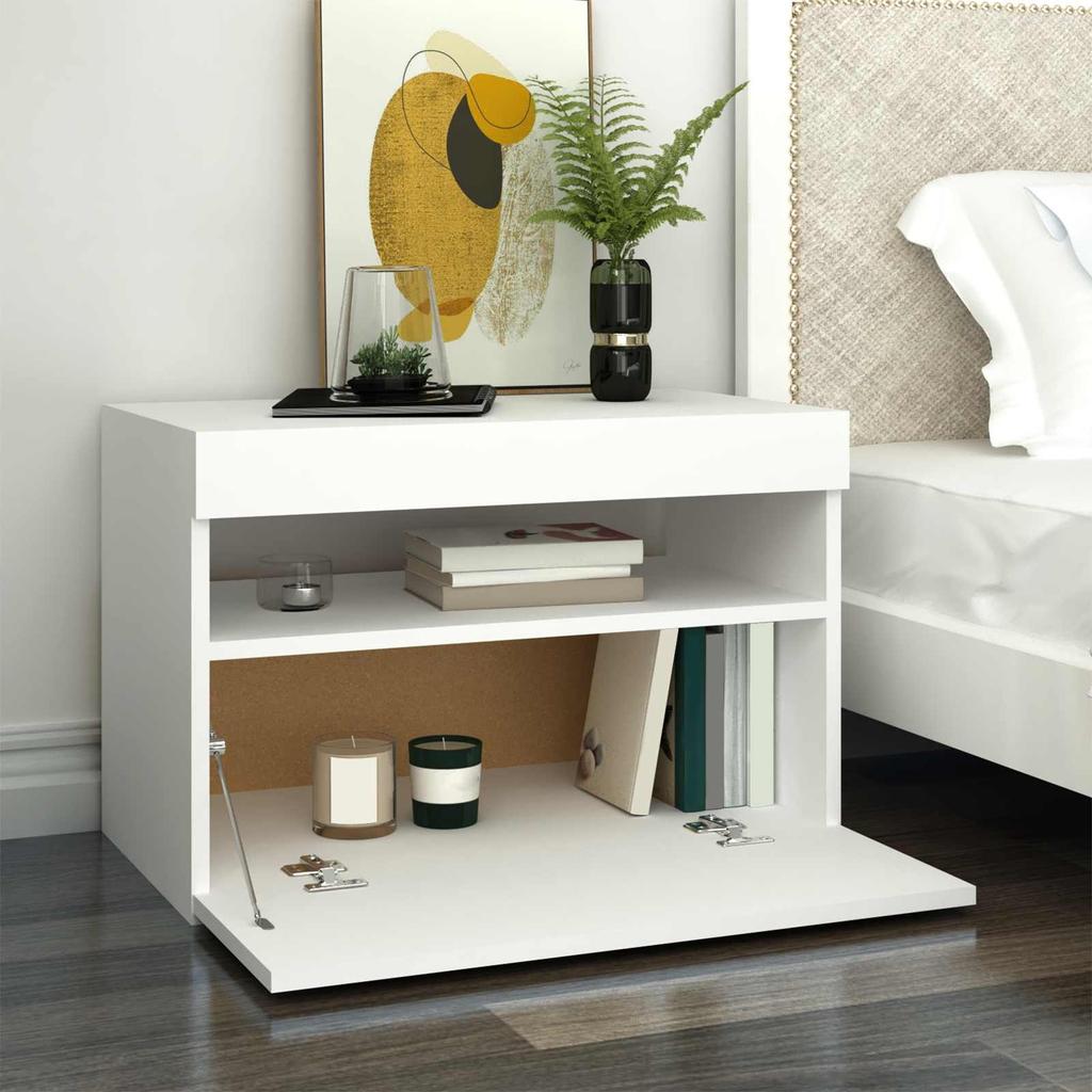 TV Cabinet with LED Lights White 60 X 35 X 40 Cm