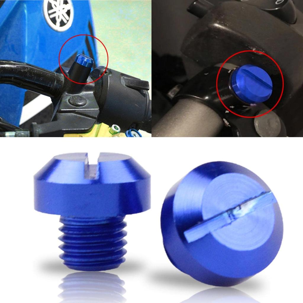 2pcs M10x1.25 Rearview Mirror Screw Hole Plug Screw Bolt Blue Positive, 10mm