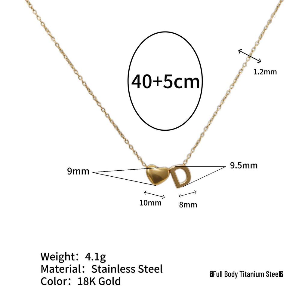 Herz Anhänger Halskette: 18K vergoldeter Edelstahl mit 26 englischen Buchstaben.