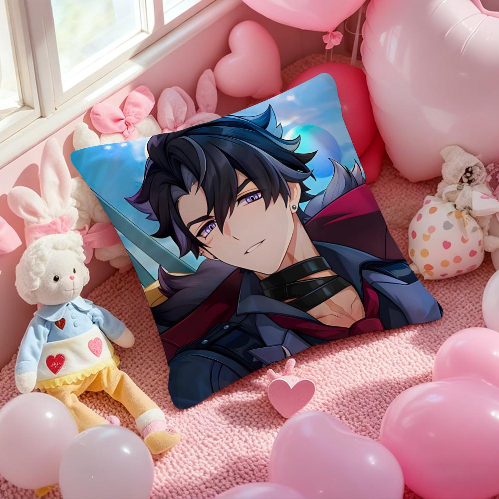 Anime Wriothesley Cushion Cover Pattern Printed Pillowcase for Living Room Sofa Cushion Cover & Bedroom Decor