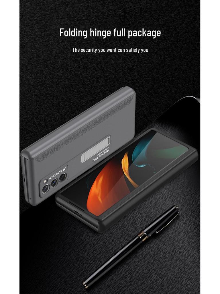 Prémiový magnetický kryt na pant pro Samsung Fold2 - Kreativní kryt skládacího displeje proti pádu se stojánkem